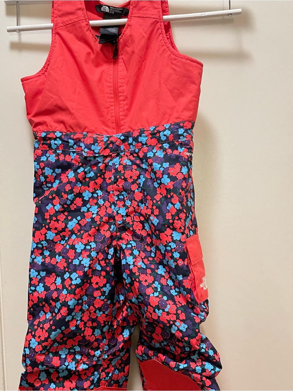 The North Face Kids Red Floral Snow Bib Romper